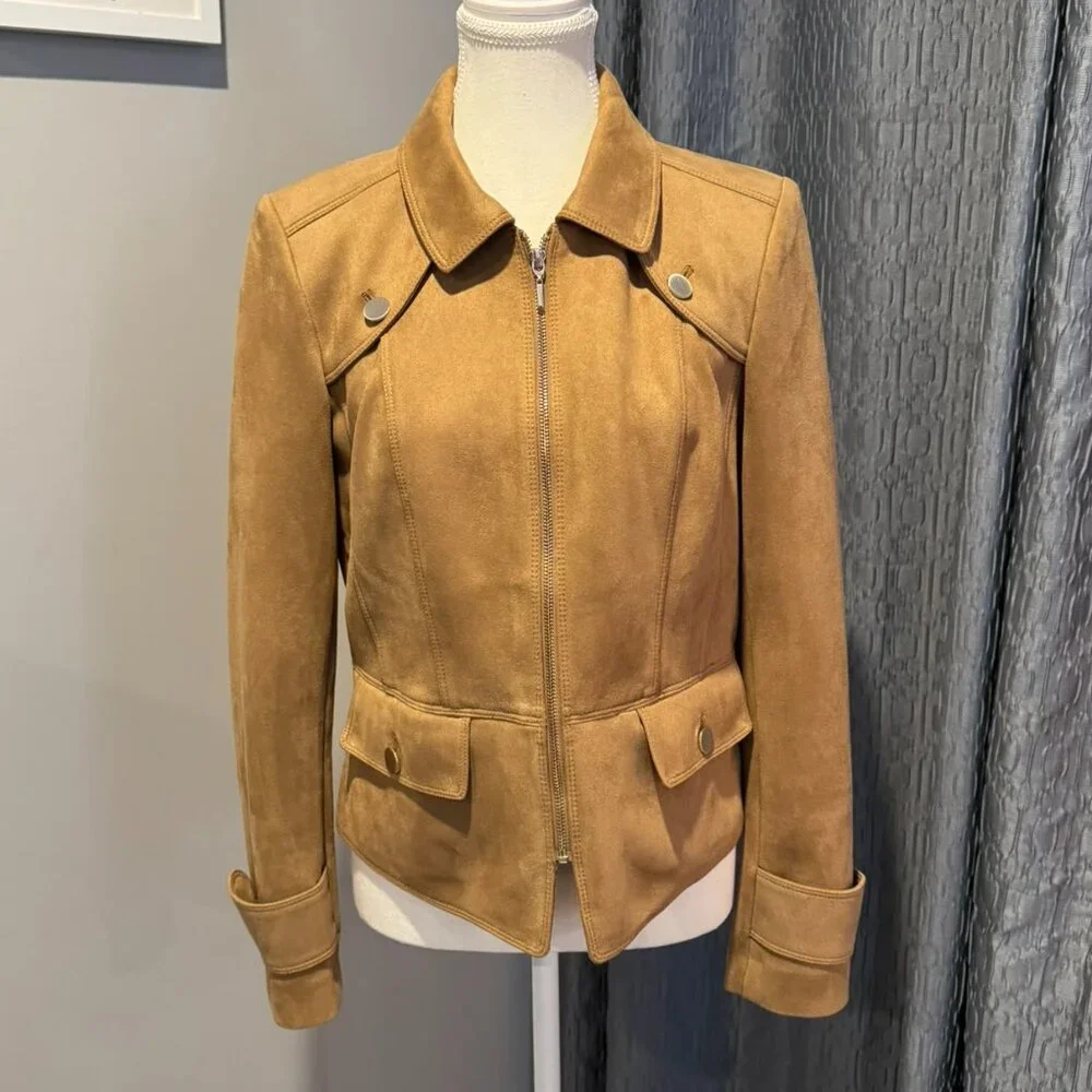 White House Black Market Women's Ultra-Suede Jacket in Camel Size S - Picture 1 of 7